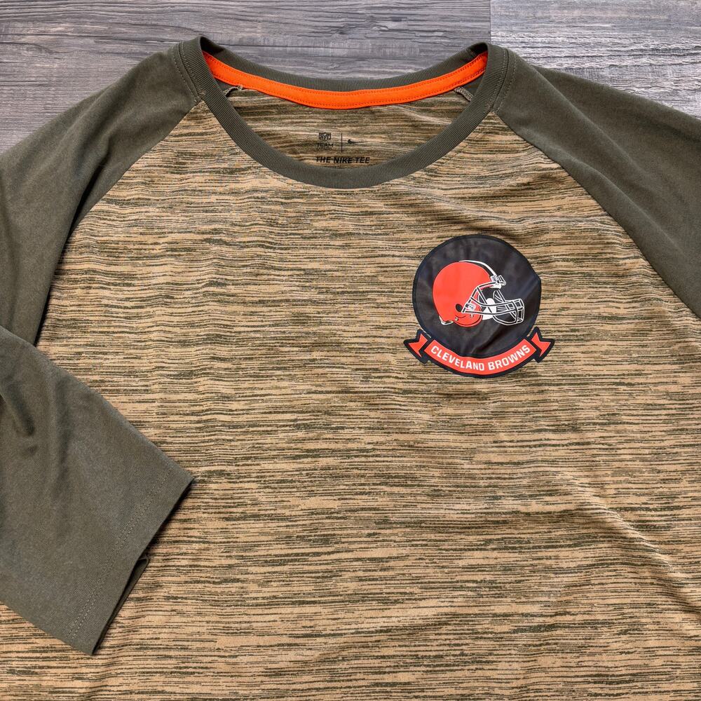 Nike Cleveland Browns NFL Green Women L Dri Fit USA Flag Salute To Service Shirt